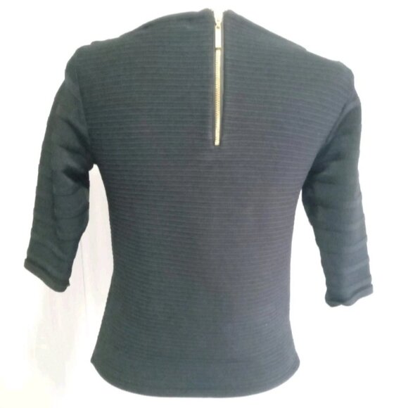 Ivanka Trump Black Ribbed Women's Shirt Golden Zipper Mid Sleeve Woman Formal - Picture 5 of 6
